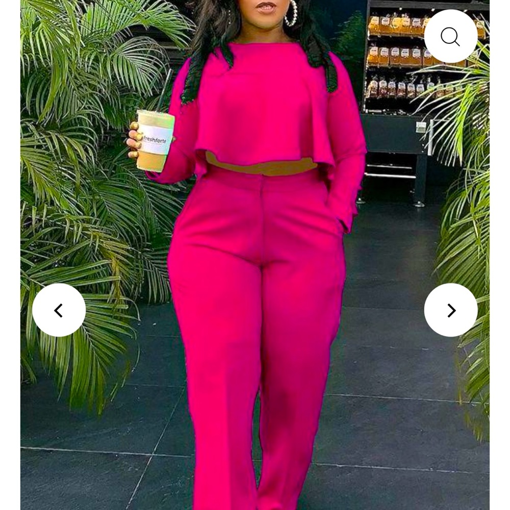 Fuchsia 2 piece pant suit size L